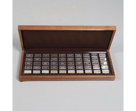 A set of fifty silver proof ingots depicting monarchs from Edgar to Elizabeth II, each hallmarked for John Pinches, London 19
