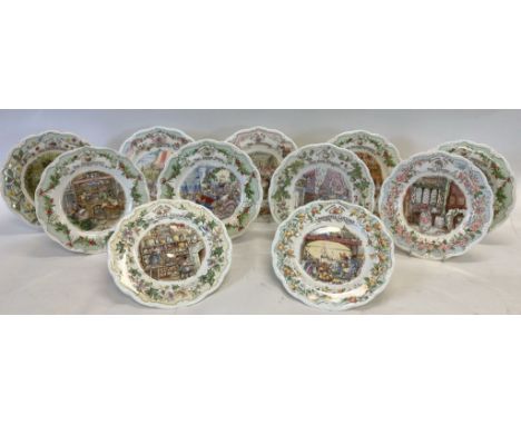 A collection of eleven Royal Doulton Brambly Hedge to include a set of three Special Occasion plates (boxed), a set of four p