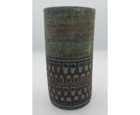 A Troika cylinder vase decorated by Marilyn Pascoe, height 19cm.&nbsp;