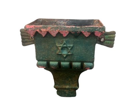 A Victorian cast iron rain hopper with Star of David design, height 38cm.