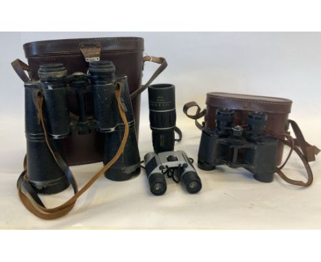 A pair of Beck Kessel Mercury 20x60 binoculars with fitted case together with a pair of Denhill 8x25 binoculars, an Atlas for