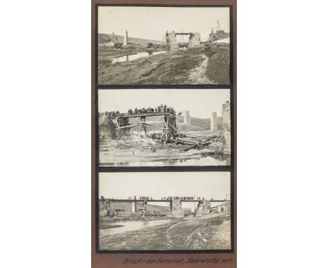 Technik - Brückenbau - - Zwei Photoalben eines Mitglieds eines Brückenbau-Batallions. Mit 115 montierten Original-Photographi