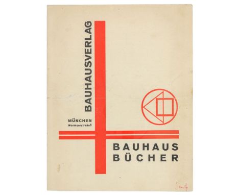 Bauhaus - - Bauhausverlag - Bauhausbücher. Vorankündigung der Bauhausbücher. Vierseitiger Prospekt in Rot und Schwarz. Entwur