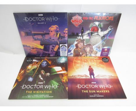Four Doctor Who soundtrack and special effects LPs to include 'Doctor Who And The Pescatons / Doctor Who Sound Effects No.19'