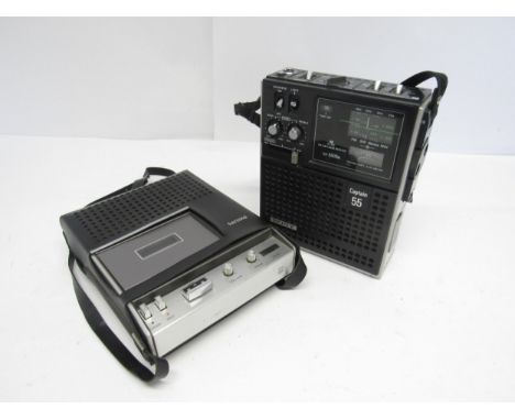 A Sony ICF-5500M 'Captain 55' FM/SW/Marine/MW portable radio receiver and a Philips N2204 portable cassette recorder (2)