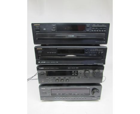 Hi-fi - Four hi-fi separates to include Onkyo DX-C380 CD changer, Onkyo DX-b390 CD changer, Yamaha Natural Sound RX-V396RDS A