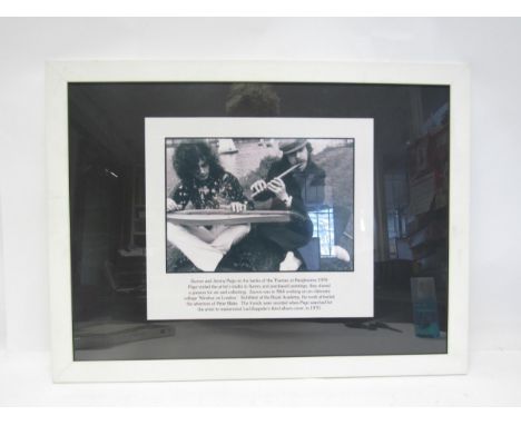 Led Zeppelin interest - A black and white photographic print of Zacron and Jimmy Page at the banks of the Thames at Pangbourn