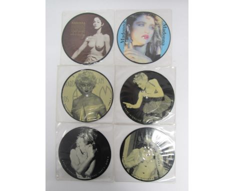 MADONNA: Six 7" picture discs to include 'A Rare Interview With Madonna' set of four (BAKPAK 1012), 'Madonna' (MADONNA7) and 