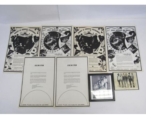 A small collection of early 1970s Zacron designed promotional materials for the Zenith management company of Maddox Street, L