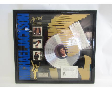 MICHAEL JACKSON: A limited edition presentation Artist Of The Decade platinum disc award, produced in 1990 by Platinum Limite
