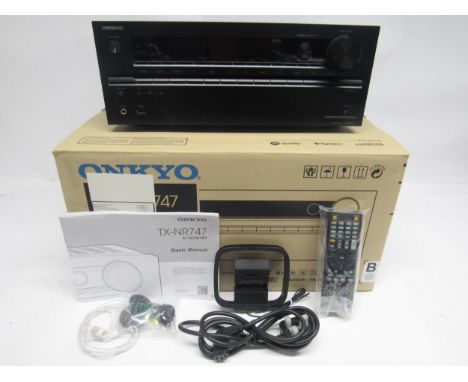 Hi-fi - An Onkyo TX-NR747 AV receiver, boxed with remote control and owners manual