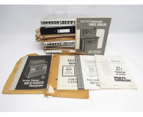 A quantity of jukebox manuals, schematics and parts catalogues including Rock-Ola, NSM etc