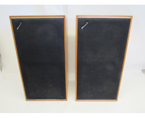 Hi-fi - A pair of vintage Sansui ES-200 teak cased stand mount 3-way speakers, serial no's 307247/307315