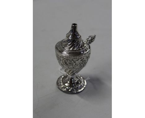 Victorian silver table lighter, London 1874, maker Lawrence Emanuel, the swirled gadrooned tapering top above a foliate and s