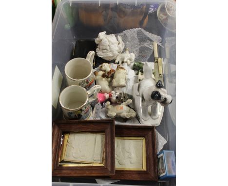 Works of art to include two bisque porcelain plaques in oak frames, abalone shell decorated model bird, De La Rue patience ca