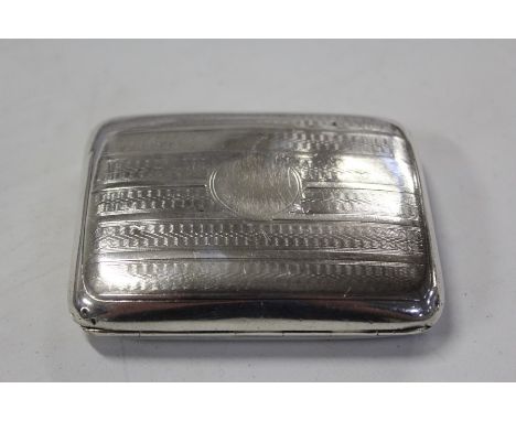 George V silver cigarette case, Birmingham1923, maker Henry Matthews, with engine turned exterior and vacant circular cartouc