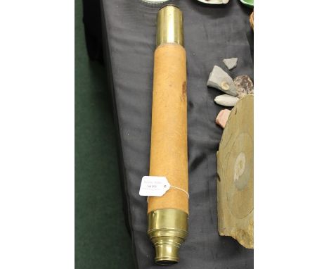 Dolland London two draw brass and brown leather mounted telescope