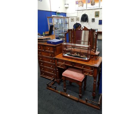 STOOL, DRESSING TABLE AND CHEST OF DRAWERS 