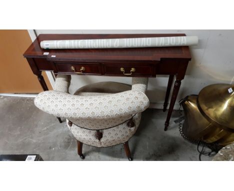 HALL TABLE AND TUB CHAIR 