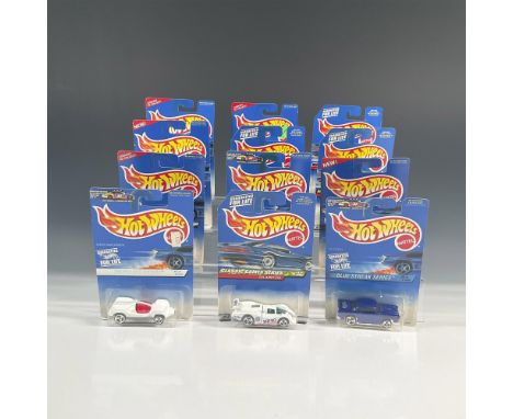 A set of 12 Hot Wheels cars comprising of Corvette Stingray (Collector #560), the Jaguar XJ220 (Collector #558) the Shadow Je