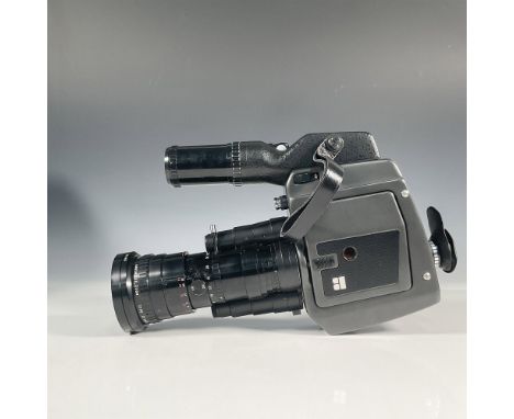 First introduced in 1974, a super 8mm film dual speed professional camera with SLR function and Angenieux zoom lens. Includes