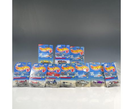 A set of 10 Hot Wheels car that includes the Ford XR4Ti (Collector #615), the Road Rocket (Custom Collection #860), '95 Camar