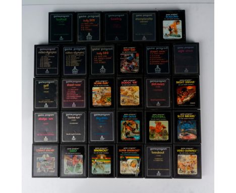 A collection of vintage sports and racing video games of various titles with various label designs. Titles includes 2 for Foo