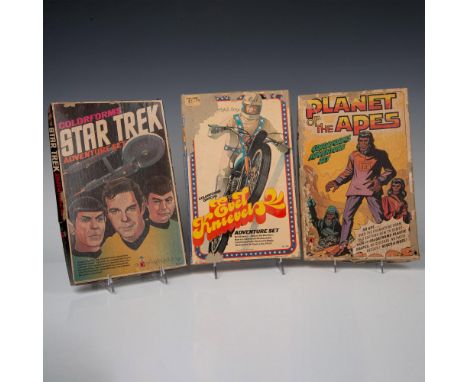 Vintage Colorform Playsets, Evel Knievel, Star Trek, and Planet of the Apes. Explore vintage playtime with this 3-piece colle