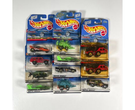 A set of 11 Hot Wheels car composed of the Speed-A-Saurus (Collector #814), the Virtual Collection Speed-A-Saurus (Collector 