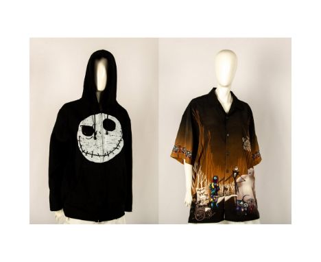 Nightmare Before Christmas clothing. Short sleeve polyester button down shirt, size XL, with characters seen on the front and