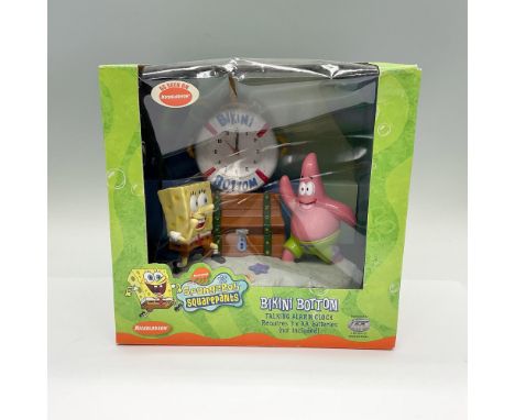 New old stock. A quirky talking alarm clock with SpongeBob's theme song to wake up to. This item has its original box: 8.75"L