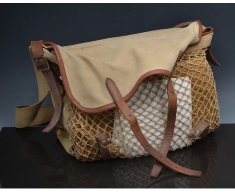 Fishing:  Canvas fishing bag, including flies, knife, scales etc.