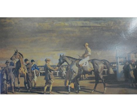 After Alfred Munnings, After the Race, Cheltenham and H M The Queen and Her Horse Aureole, a pair of colour prints, 25cm, x 4