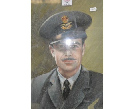 English School, portrait of an RAF Officer, head and shoulders length, pastel drawing, 45cm x 36cm.