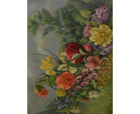 P* J*  Still Life of Flowers, initialled, oil on canvas, 41cm x 51cm, a large collection of prints and other pictures.