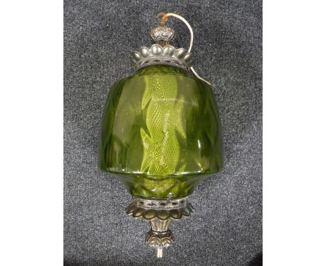 A green glass light fitting