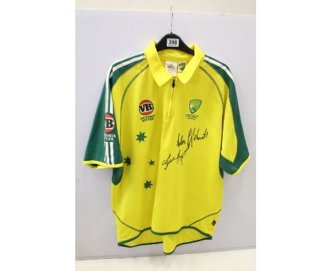 2004 Australia Cricket shirt with two team signatures to front. Size XXL. 