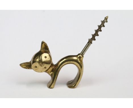 Mid century Austrian Vienna corkscrew in the form of a cat designed by Walter Bosse, 16cm high