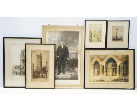 Edward Sharland (British, 1884 - 1967), four, comprising: Will's building Bristol, etching, signed in pencil lower right, 48 