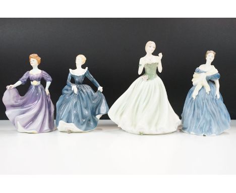 Trio of Royal Doulton ladies figurines to include 'Jacqueline' HN 2333, H2334 and 'Adrienne' HN 2304 together with Royal Worc