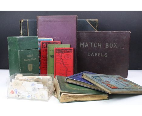 Collection ephemera to include a selection of Victorian crests and seals in albums, a collection of matchbox labels in albums