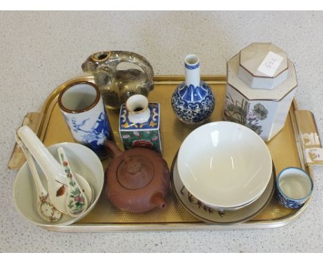 Various Chinese and Japanese ceramics including Yixing teapot and vases etc