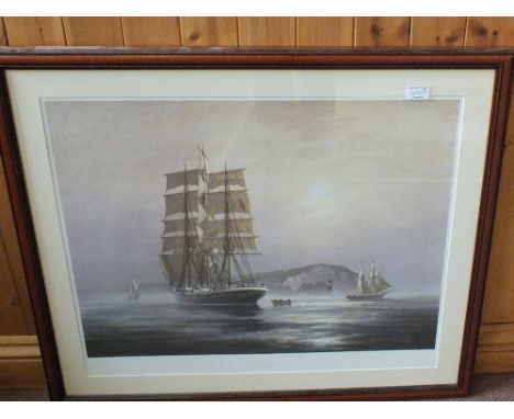 A watercolour, design for cradle cover embroidered upon linen 20" x 11", Roger Descoutter print of the needles plus an oil po