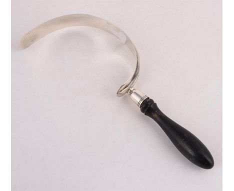 A SCOTTISH SILVER CREAM SKIMMER HAMILTON &amp; INCHES, EDINBURGH 1920 With a turned wooden handle 29.5xm (11 3/4in) long  Con