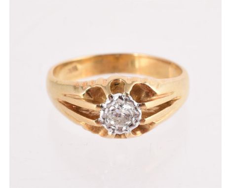 
	
		A DIAMOND SINGLE STONE RING
		The brilliant cut diamond in eight claw setting, estimated weight 0.18ct, between reeded s