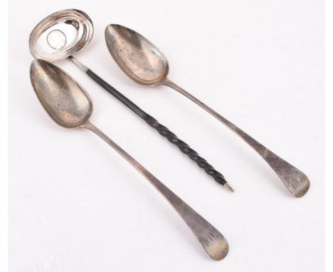 
	
		A GEORGE III SILVER OLD ENGLISH PATTERN SERVING SPOON
		MAKER&#39;S MARK WE, LONDON 1802
		Engraved with a monogram
		30