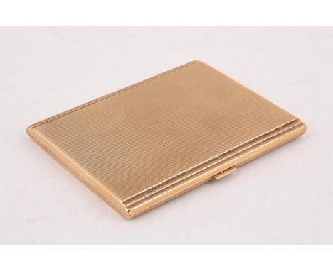 A 9 CARAT GOLD RECTANGULAR CIGARETTE CASE PADGETT &amp; BRAHAM LTD., LONDON 1937 With engine turned decoration and engraved w
