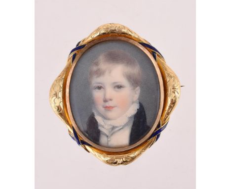 
	
		Y&nbspA MID 19TH CENTURY PORTRAIT MINIATURE LOCKET BROOCH 
		The oval miniature depicting the portrait of a young boy, w