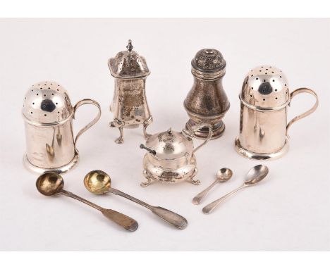 
	
		A COLLECTION OF SILVER CRUET ITEMS
		To include: a pair of cylindrical pepperettes by Deakin &amp; Francis Ltd., Birming