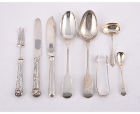 
	
		A COLLECTION OF SILVER FLATWARE
		To include: a set of nine Victorian silver fish knives by F. B. Thomas &amp; Co., the 